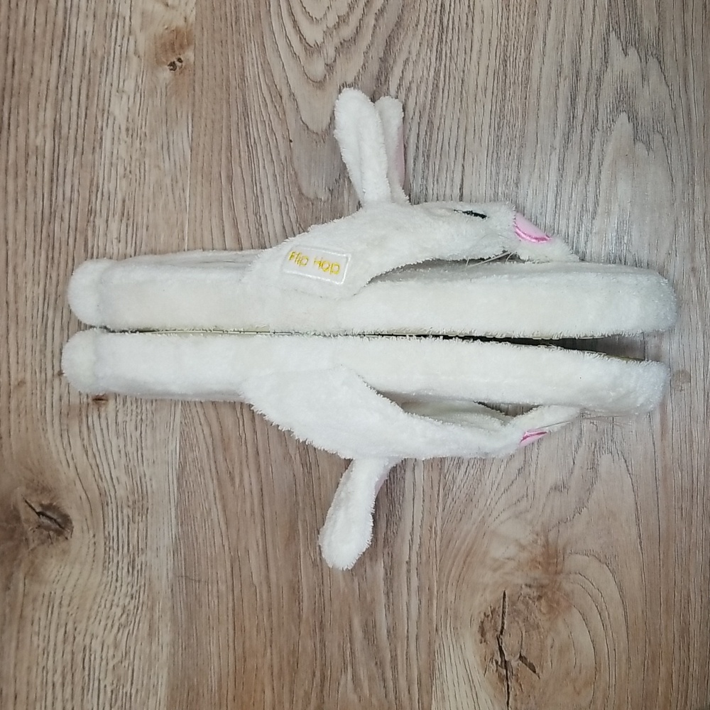 Runaway Rabbit Creations Plush Bunny Slippers Off White House Shoes Pink Black - Picture 6 of 9